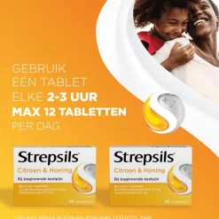 New Strepsils Citroen & Honing Zuigtabletten 24 Stuks