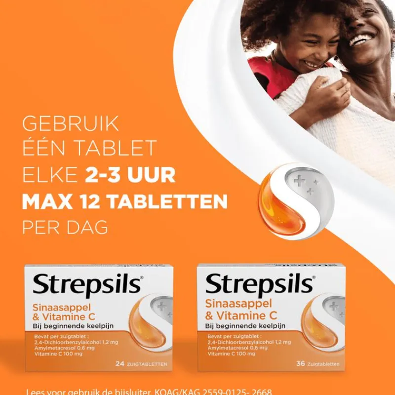 New Strepsils Sinaasappel & Vitamine C Zuigtabletten 36 Stuks