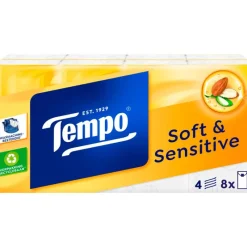 Best Tempo Plus Sensitive Skin 4-Laags Zakdoekjes 8 pakjes