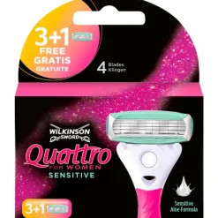 Clearance Wilkinson Sword Quattro for Women Sensitive Navulmesjes 3+1 gratis